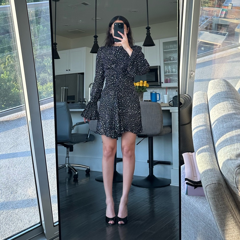 Zara Black and White Long Sleeve Dress